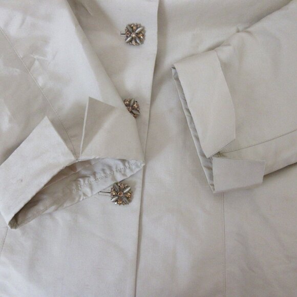 Ann Taylor 100% Silk Blazer Jacket Size 12 Gold Formal Evening Lined Rhinestone - Picture 11 of 12